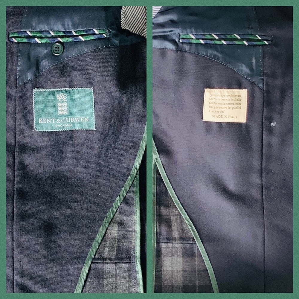 Kent & Curwen British Navy Sports Coat Mens 44L - Picture 4 of 8